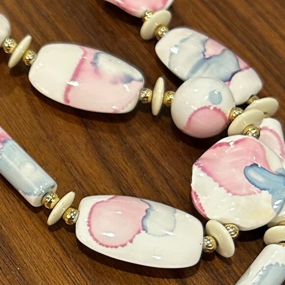 Vintage Hand Painted Japanese 32" Necklace - Picture 10 of 11